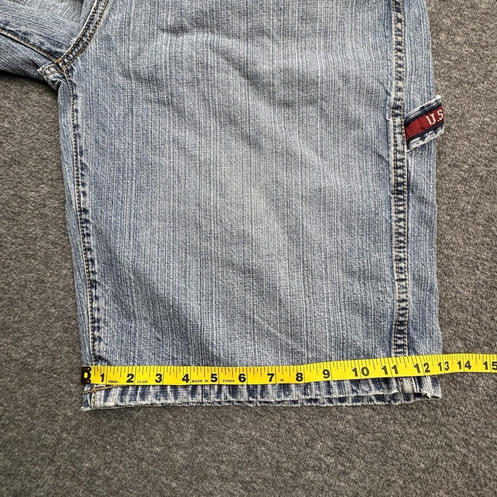VTG US Polo ASSN Jean Shorts Baggy Y2K Men's Sz 36 Skater Carpenter Thrashed - Picture 15 of 16